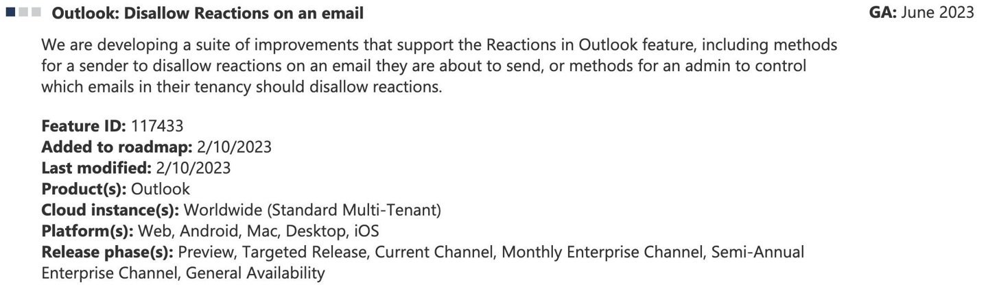 微软增强 Outlook 的 React 特性：可由发件人决定是否在邮件中启用反应操作