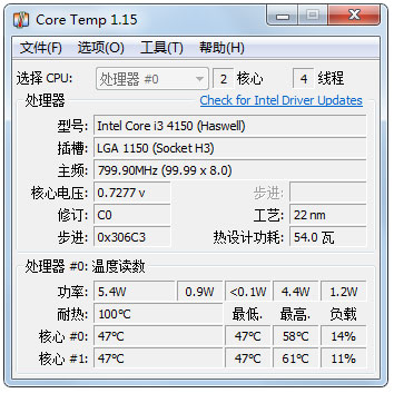 CoreTemp(CPU¶ȼ) 64λ V1.15 ɫ